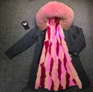 Fur parka/jacket/coat with rabbit fur lined
